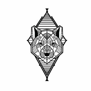 Fém fali dekoráció 33x60 cm, geometrikus róka mintás, fekete - RENARD - Butopêa kép