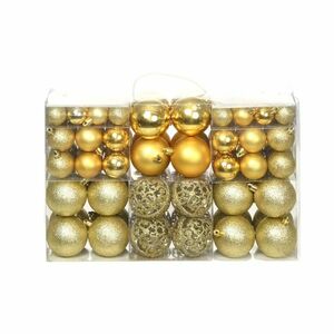 vidaXL 100 darabos aranyszínű karácsonyi gömb készlet 3/4/6 cm kép