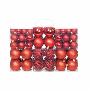 vidaXL 100 darabos piros karácsonyi gömb készlet 3/4/6 cm kép