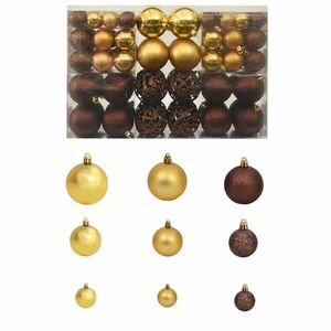 vidaXL 100 db-os barna/bronz/arany karácsonyi gömb készlet 3/4/6 cm kép