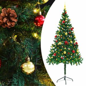 vidaXL zöld műfenyő karácsonyfa díszekkel és LED fényekkel 180 cm kép