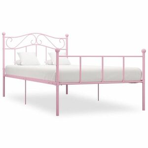 vidaXL rózsaszín fém ágykeret 90 x 200 cm kép