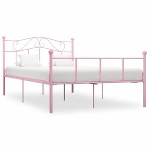 vidaXL rózsaszín fém ágykeret 160 x 200 cm kép