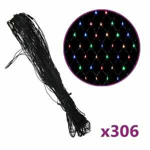 vidaXL színes kültéri hálós karácsonyi világítás 306 LED-del 3 x 3 m kép