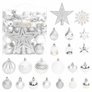 vidaXL 70 részes ezüst és fehér karácsonyi gömbszett kép