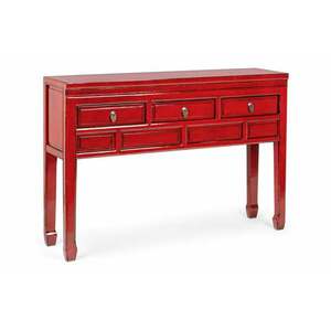 JINAN piros konzolasztal 3 fiókkal kép