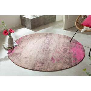 MODERN ART bézs és rózsaszín kerek szövet szőnyeg 150cm kép