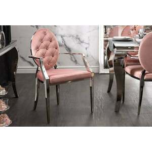 MODERN BAROCK rózsaszín bársony karfás szék kép