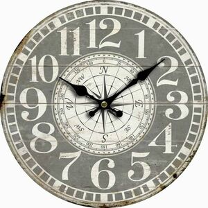 Vintage compass fa falióra, átmérő: 34 cm kép