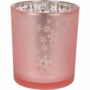 Snowflakes üveg gyertyatartó, 10 x 12 cm, rózsaszín kép