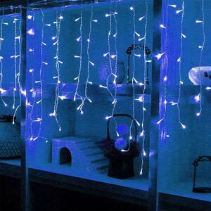 Dekorációs LED fényfüggöny, 200 LED, kék - 6 méter kép