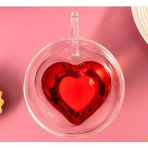 Duplafalú pohár, szív alakú kép