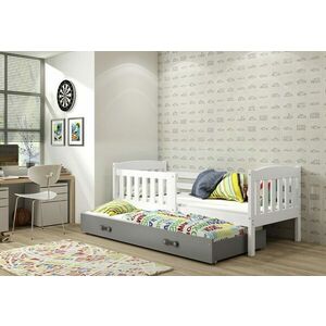 FLORENT P2 gyerekágy + AJÁNDÉK matrac + ágyrács, 80x190 cm, fehér, grafit kép