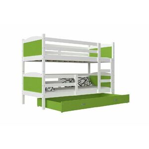 MATES 2 COLOR emeletes ágy, 190x80 cm, fehér/zöld kép
