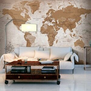 Öntapadó tapéta világtérkép barna színekben - Oriental Travels kép