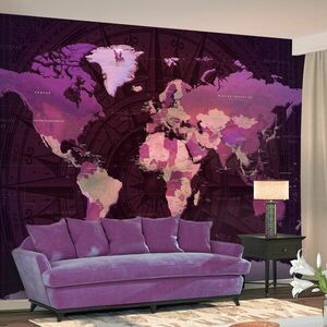 Öntapadó tapéta lila világtérkép - Purple World Map kép