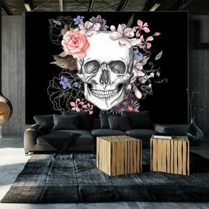Öntapadó tapéta koponya virágokkal - Skull and Flowers kép