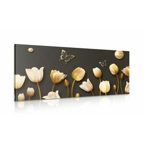 Kép tulipánok arany motívummal kép