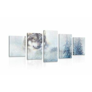 5 részes kép farkas havas erdőben kép