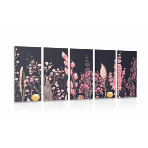 5-részes kép fű variáció rózsaszínben kép