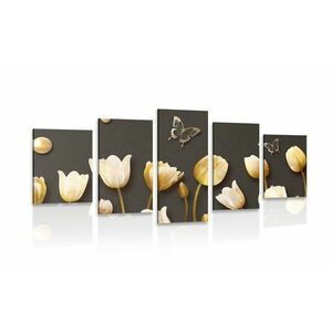 5 részes kép tulipánok arany elemekkel kép