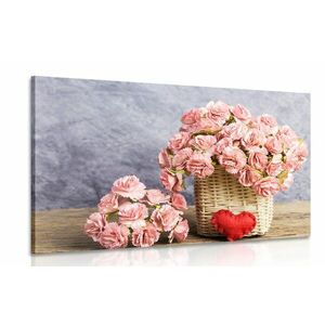Kép rźsaszínű szekfű virágok kosárban kép