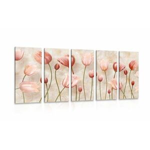 5-részes kép rózsaszín tulipánok kép