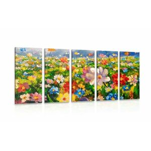 5-részes kép olajfetmény réti virágok kép