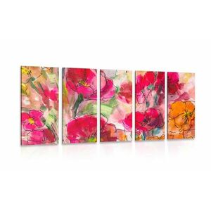5-részes kép festett virág csendélet kép