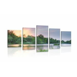 5 részes kép napkelte tó mellet kép