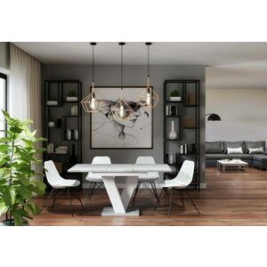 BLOK szétnyitható asztal székek nélkül, 120-160x75x80, fehér /beton kép