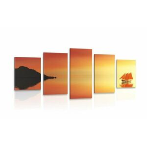 5 részes kép narancssárga vitorlás hajó kép