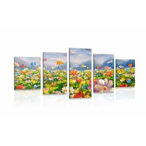 5 részes kép olajfestmény vad virágok kép