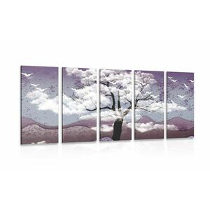 5-részes kép fa felhők között kép