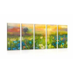 5-részes kép olajfestmény réti virágok kép