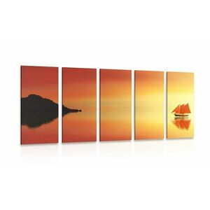 5-részes kép narancsárga vitorláshajó kép