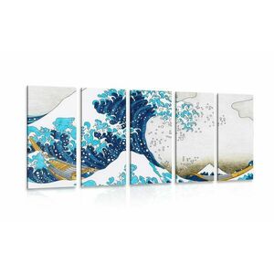 5-részes kép reprodukció Kanagawa nagy hulláma - Kacushika Hokusai kép