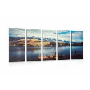 5-részes kép naplemente tó fölött kép