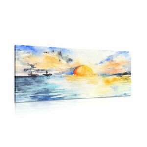 Kép naplemente a tengernél akvarell kép