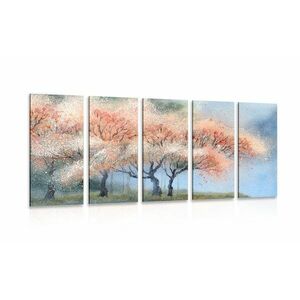 5-részes kép akvarell virágzó fák kép