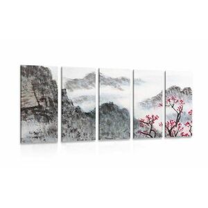 5-részes kép kínai táj ködben kép