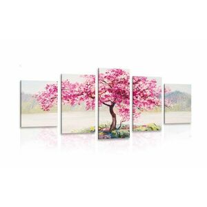 5-részes kép keleti cseresznyefa rózsaszín kivitelben kép
