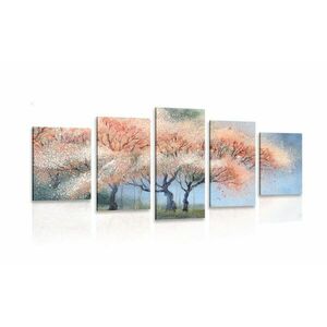 5-részes kép virágzó fák akvarell kép
