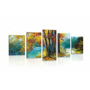 5-részes kép festett fák őszi színekben kép