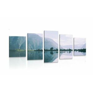 5-részes kép festett táj- hegyi tó kép