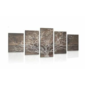 5-részes kép fa korona egy fa hatású háttéren kép