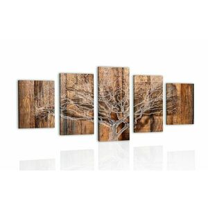 5 részes kép fa egy fából készült háttér imitációval kép
