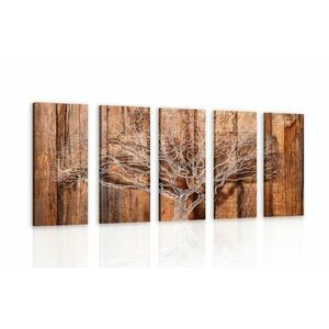 5 részes kép fa egy fából készült háttéren kép