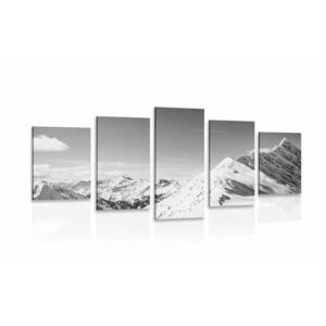 5 részes kép havas hegyek fekete fehérben kép