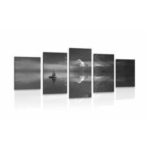 5 részes kép vitorlás hajó a tengeren fekete fehérben kép